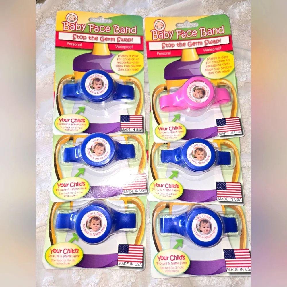 Baby Face Band Blue and Pink Identifier Bands Set Of 6 NIP